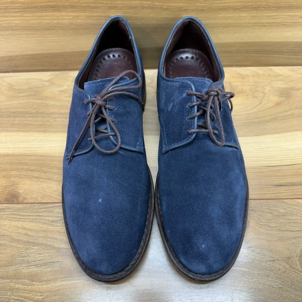 ALLEN EDMONDS Nomad Blue Suede Oxfords 8 D Feather Welt Business Casual